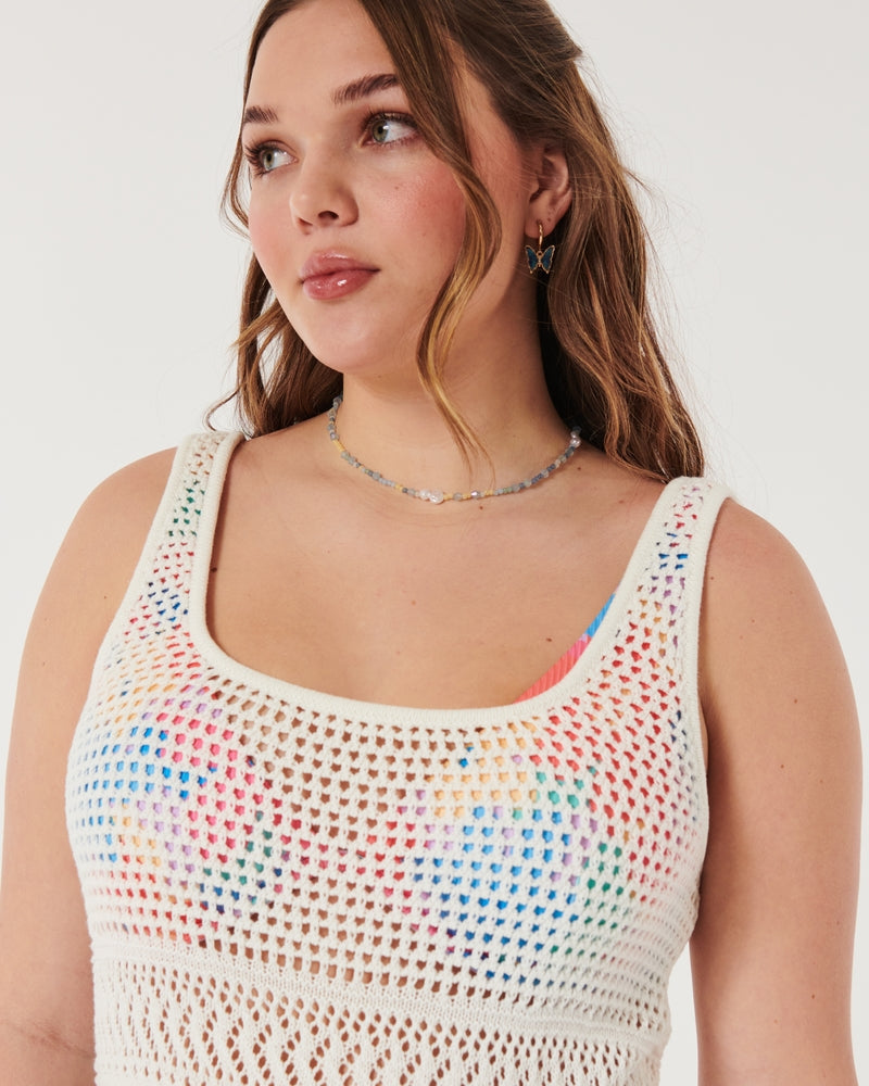 Textured Cotton Beach Cover-Up Dress