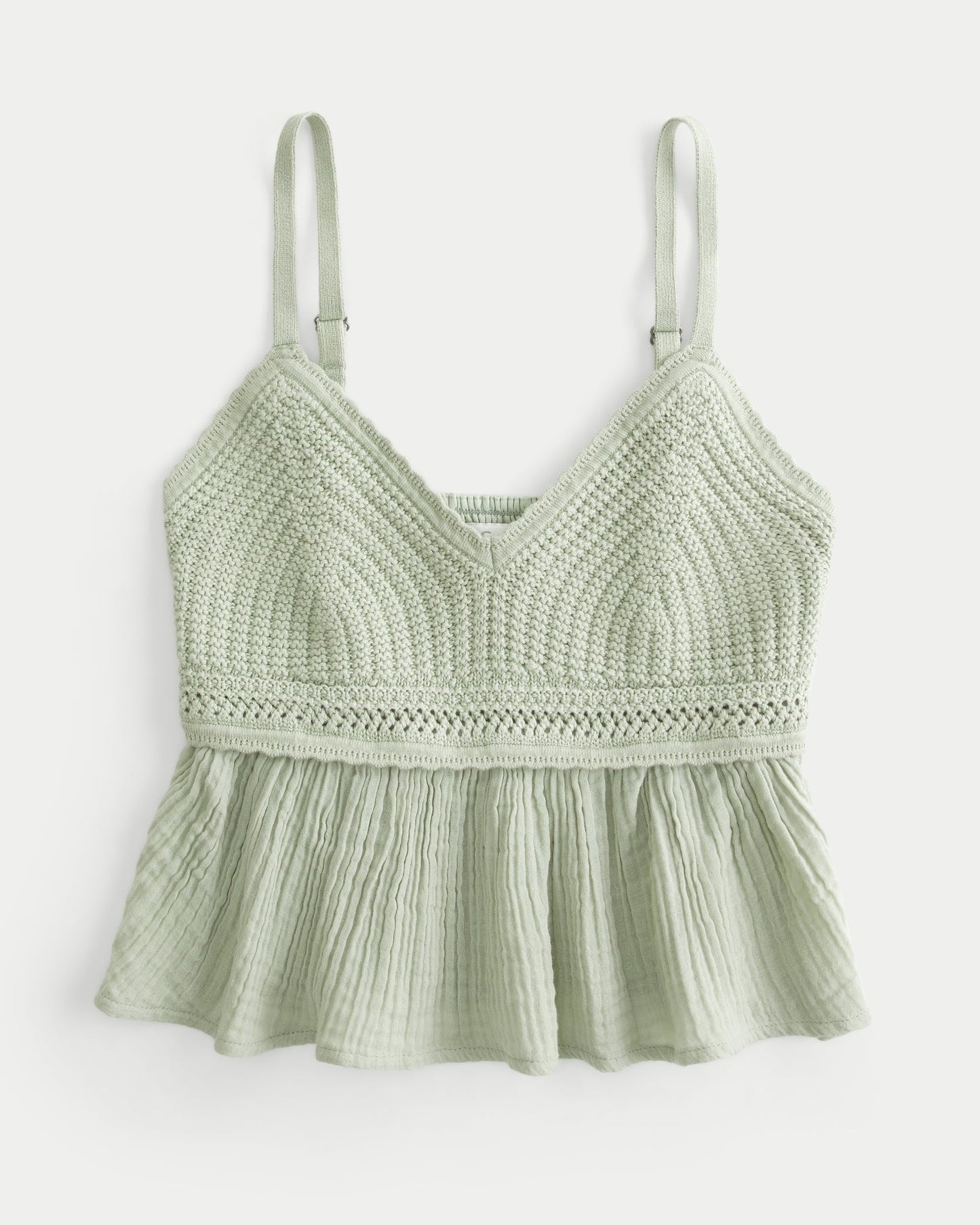 V-Neck Crochet Peplum Top