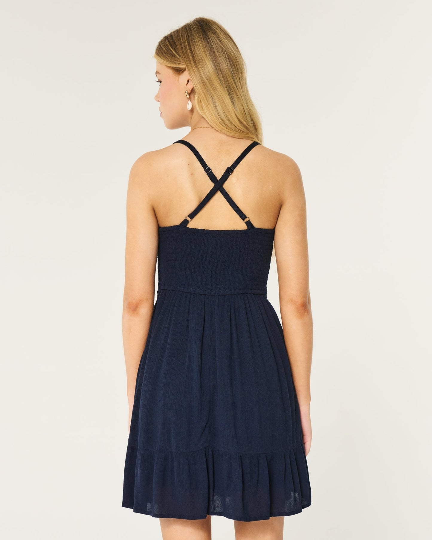 Mixed Fabric Mini Dress with Pockets